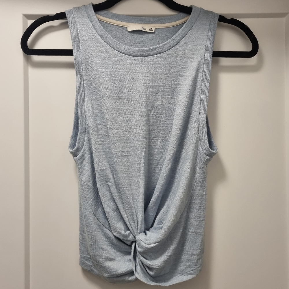 Aritzia Wilfred Powder Blue Knotted Tank Top